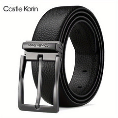 Men's Cowhide Leather Belt Needle Buckle Business Casual