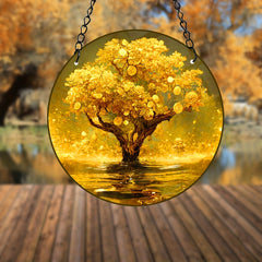 Stained Acrylic Window Hanging Sun Catcher with Chain Ornament