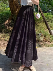 Embroidered Lace Elastic Waist Skirt for Women