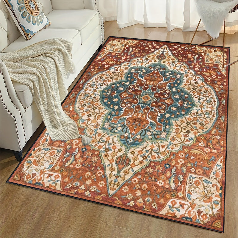Bohemian Persian Style Cashmere Carpet Lightweight Washable Area Rug