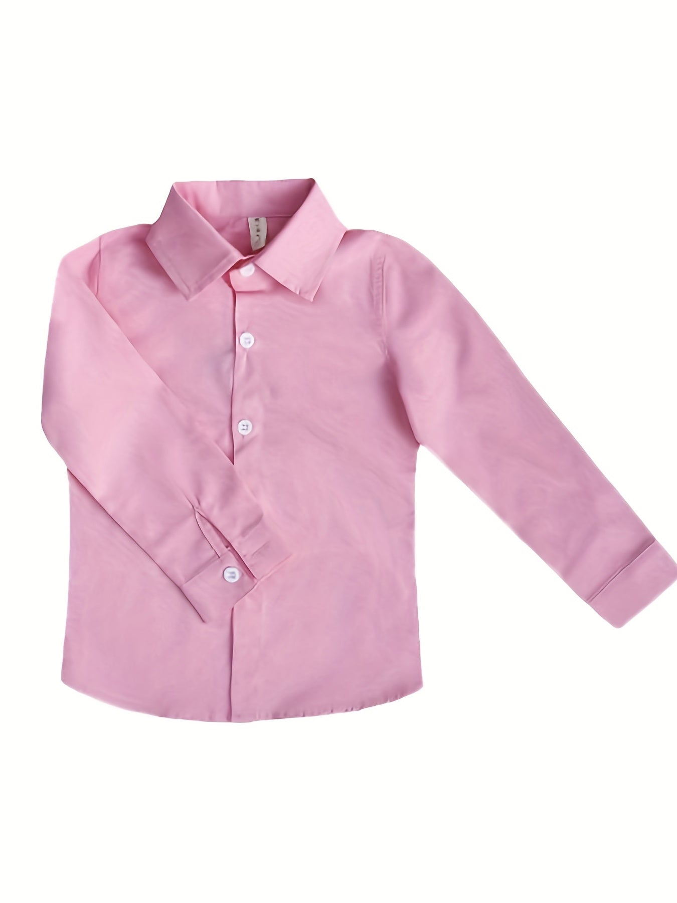 Boys Formal Top Shirt Long Sleeve Lapel Solid Color