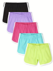 Girl's Solid Casual Shorts 5-Piece Set