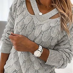 V Neck Long Sleeve Sweater Women's Clothing