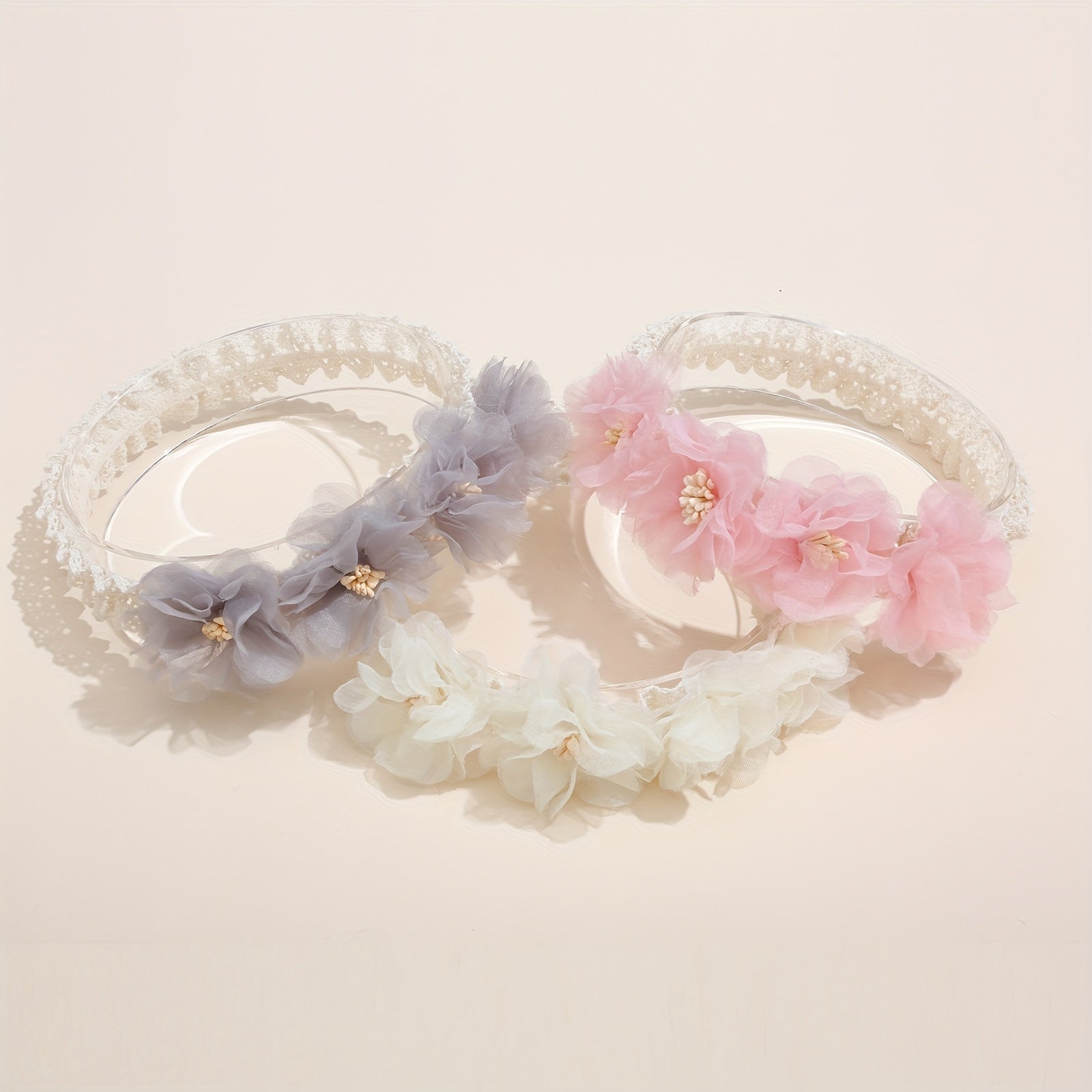 3pcs Artificial Flower Elastic Headband Hair Accessories for Baby Girls