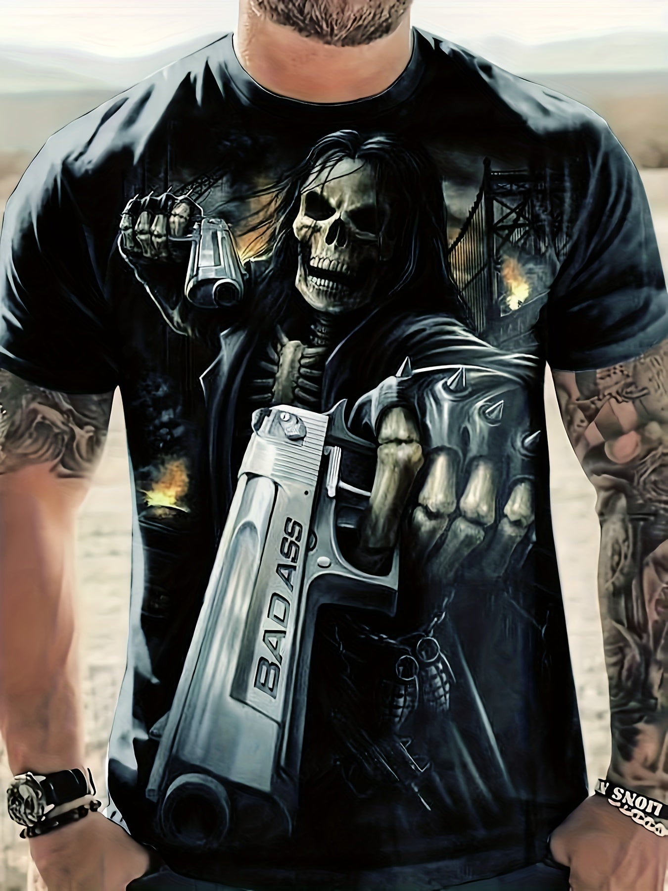 Men's 3D Skeleton Tee for Summer Activities