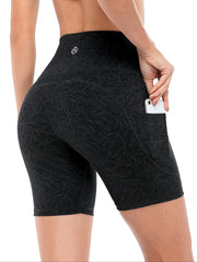 High Waist Yoga Shorts with Pocket High-Stretch Running Fitness Cycling Sports