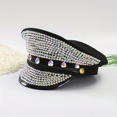 Punk Rhinestone Bride Hat Bachelorette Party Captain Caps