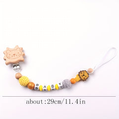 Lion Pacifier Chain Wood Clip Teether Holder