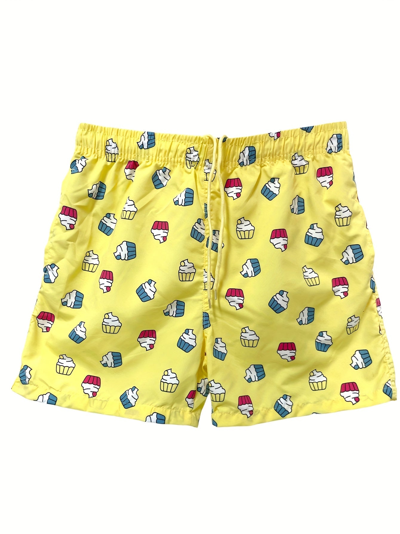 Quick Dry Drawstring Men's Swim Trunks Plants Print Board Shorts Swimwear