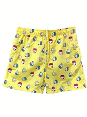 Quick Dry Drawstring Men's Swim Trunks Plants Print Board Shorts Swimwear