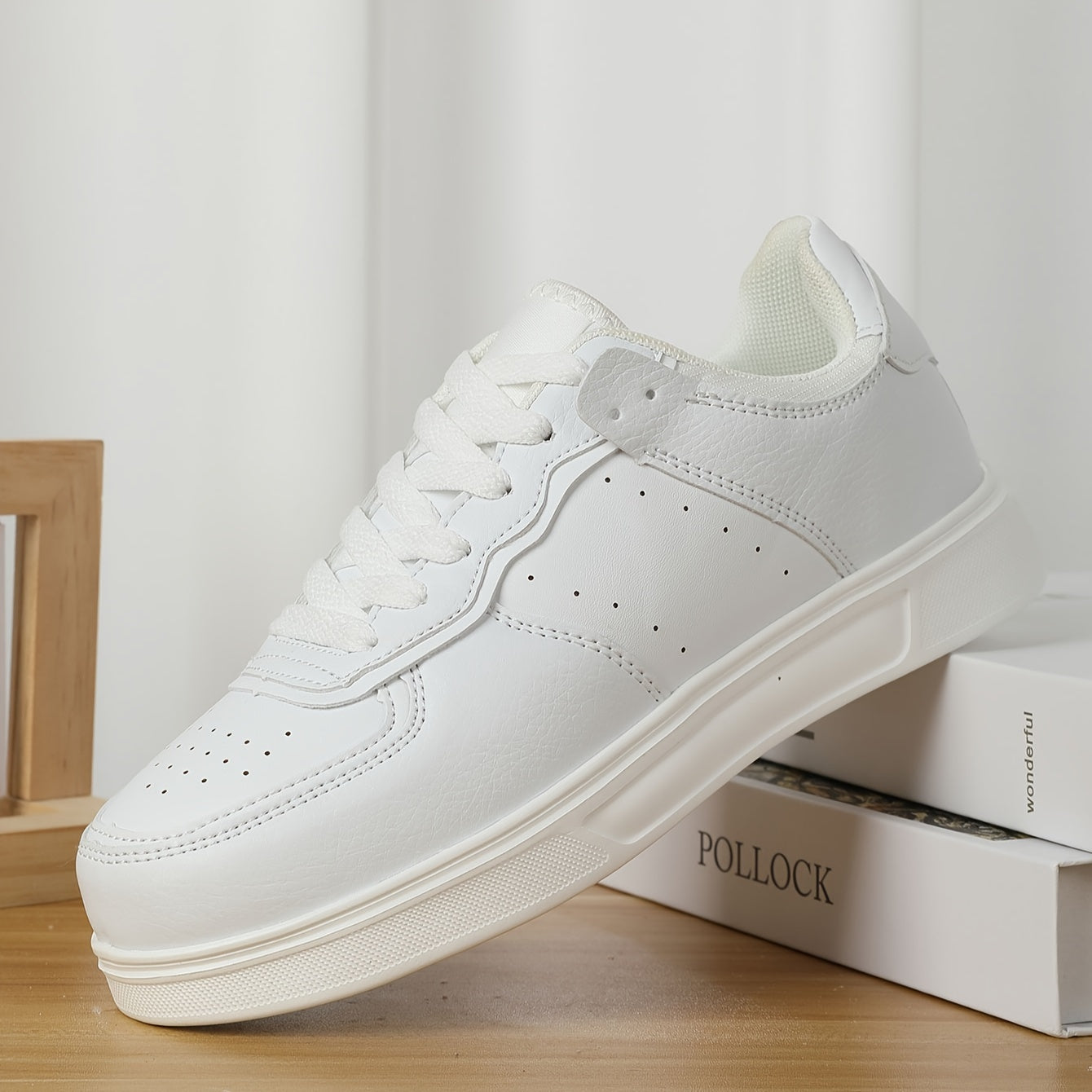 Breathable Faux Leather Flat Skate Shoes