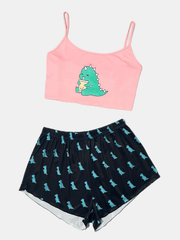 Women's Plus Dino Print Cami Top & Shorts Pajama Set
