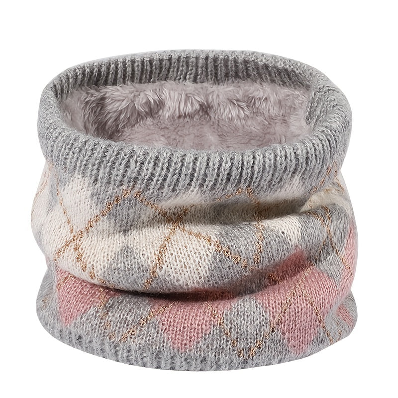 Jacquard Plaid Neck Scarf Ladies Winter Warm Neck Warmer Infinity Scarf