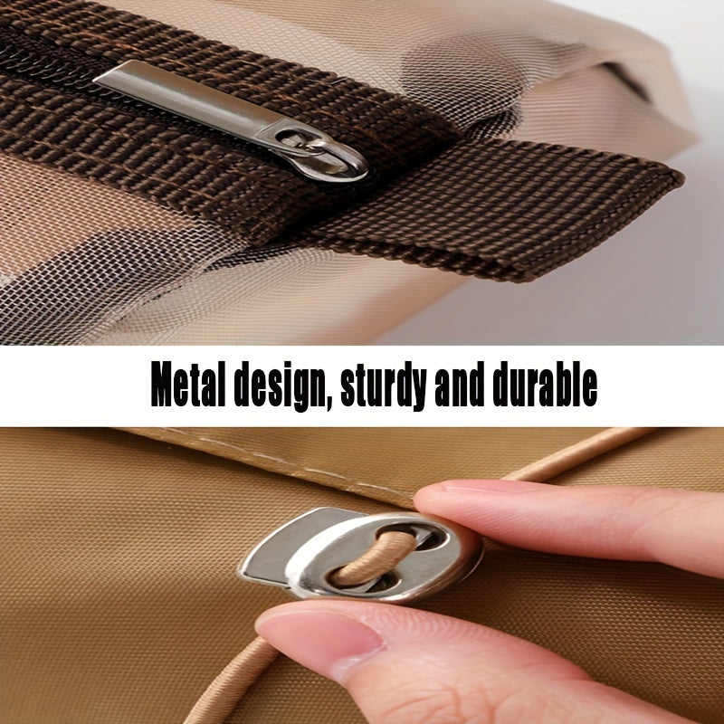 4 In 1 Portable Mesh Makeup Bag Hanging Roll Up Travel Toiletry Bag