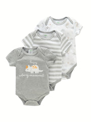3pcs Baby Graphic One-piece Clothes Newborn Cotton Summer Romper