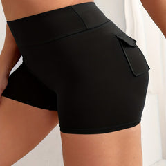 Sports Shorts Women's Plus Solid High Rise Medium Stretch Skinny Fitne
