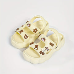 Women's Platform Slide Sandals Round Toe Flat Shoes