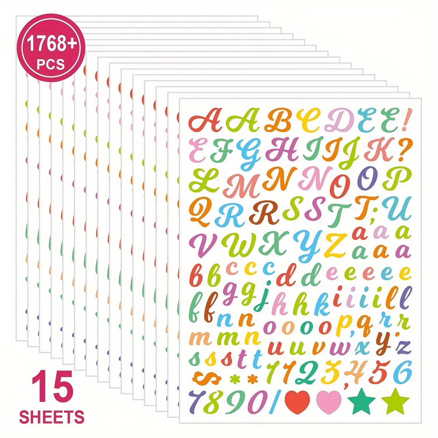 1768 PCS Colorful Alphabet Numbers Symbols Stickers - DIY Cards & Crafts