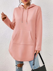 Solid Kangaroo Pocket Hoodie Casual Long Sleeve Drawstring Hoodies Sweatshirt