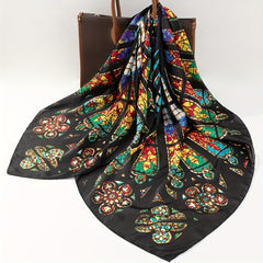 Peacock Circle Geometric Print Bandana Boho Square Scarf