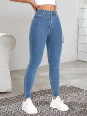 High Waist Pencil Jeans Fitting Ankle Length Denim Pants