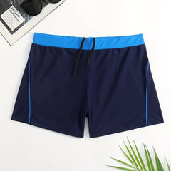 Quick drying Drawstring Men's Swim Trunks Block Board Shorts Swimwear