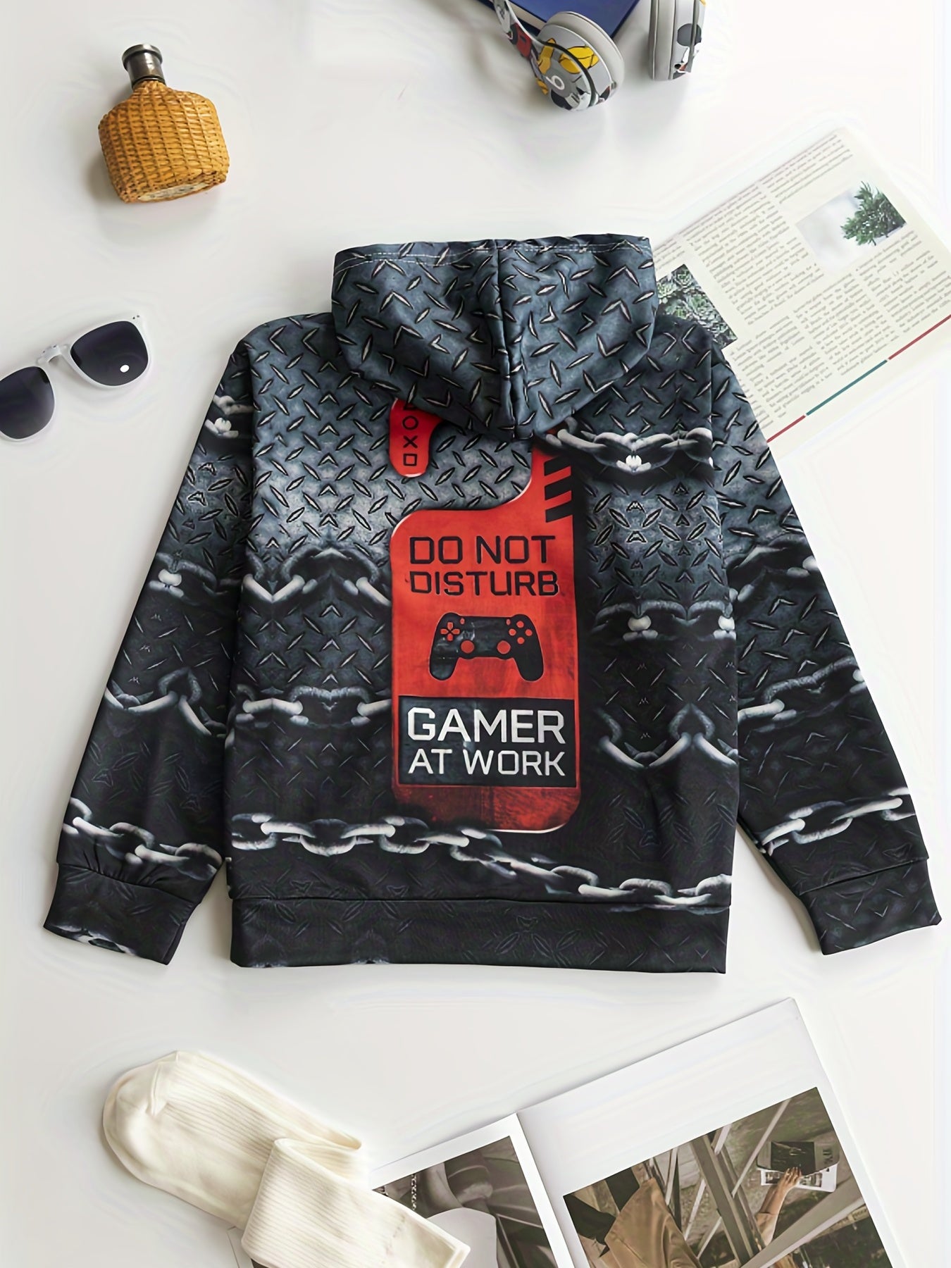 Gamepad & Chain 3D Print Boys Hoodie