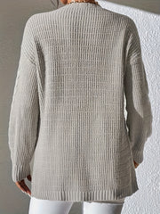Retro Cardigan Solid Cable Knit Long Sleeve Open Front Cardigan