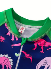 Pony Print Long Sleeve Girls' Swimsuit for Vacation