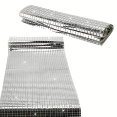 2pcs 33.02x177.8cm Silvery Glitter Disco Party Table Runner Mirror Sequin