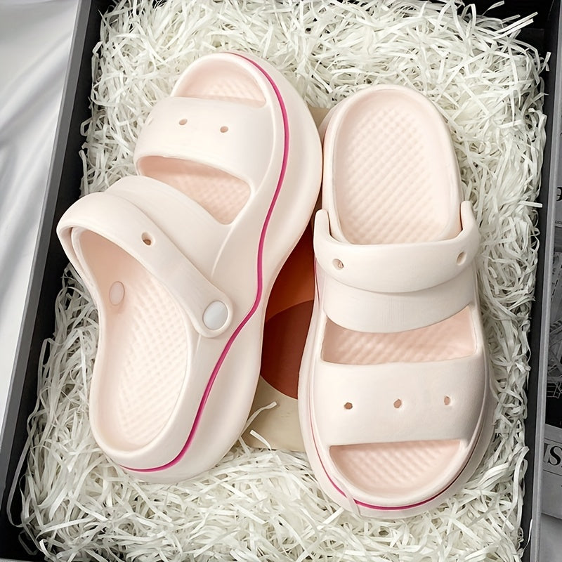 Women's Solid Beach Slippers Soft Platform Comfort