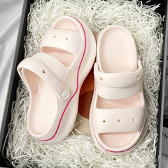 Women's Solid Beach Slippers Soft Platform Comfort