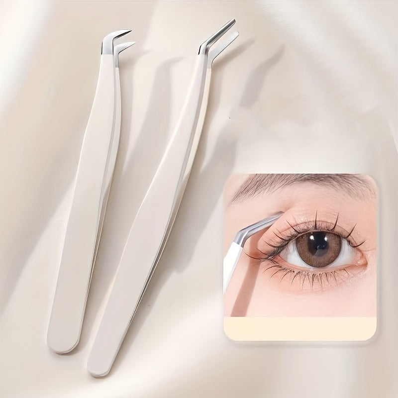 Stainless Steel Eyebrow & Eyelash Tweezers Set