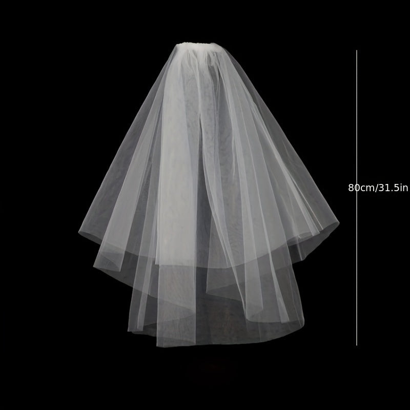 Double Layer Short Head Veil With Comb Mesh Veil Wedding Hair Accessories