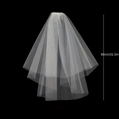 Double Layer Short Head Veil With Comb Mesh Veil Wedding Hair Accessories