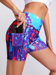High Waist Biker Shorts with Pockets for Women