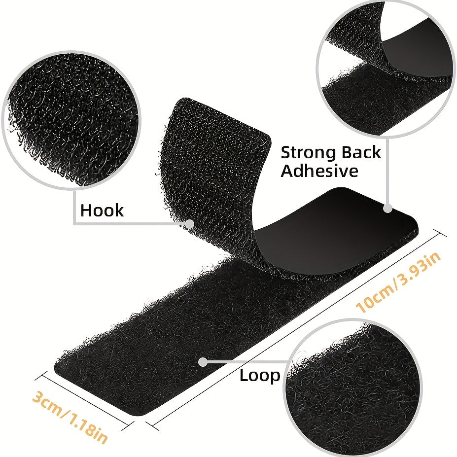 10pcs Hook And Loop Fastening Tape Strips Set