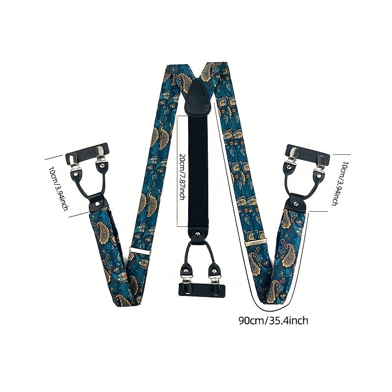 Men's Y Clip Jacquard Leather Band Elastic Jockstrap