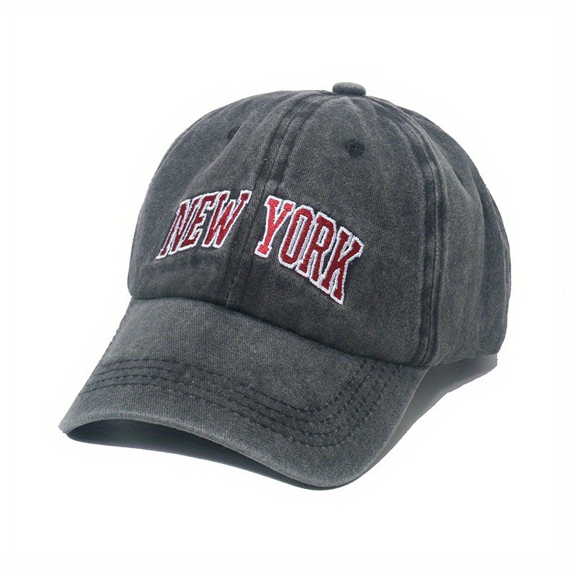Letter Embroidery Baseball Cap Retro Washed Peaked Cap Outdoor Sun Visor