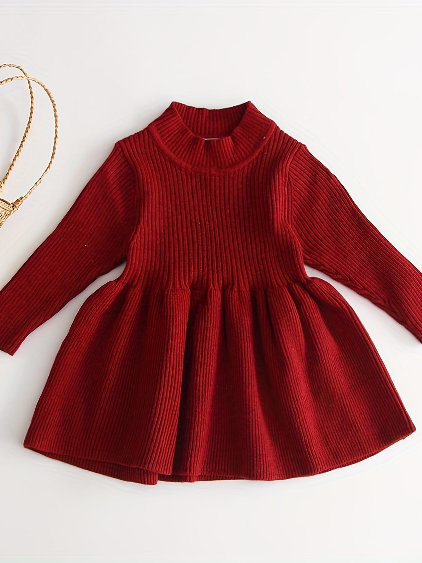 Baby Girls Pleated Knitted Sweater Dress Autumn Winter