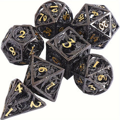 7pcs Hollow Polyhedral Dragon Metal Dices For Table Game
