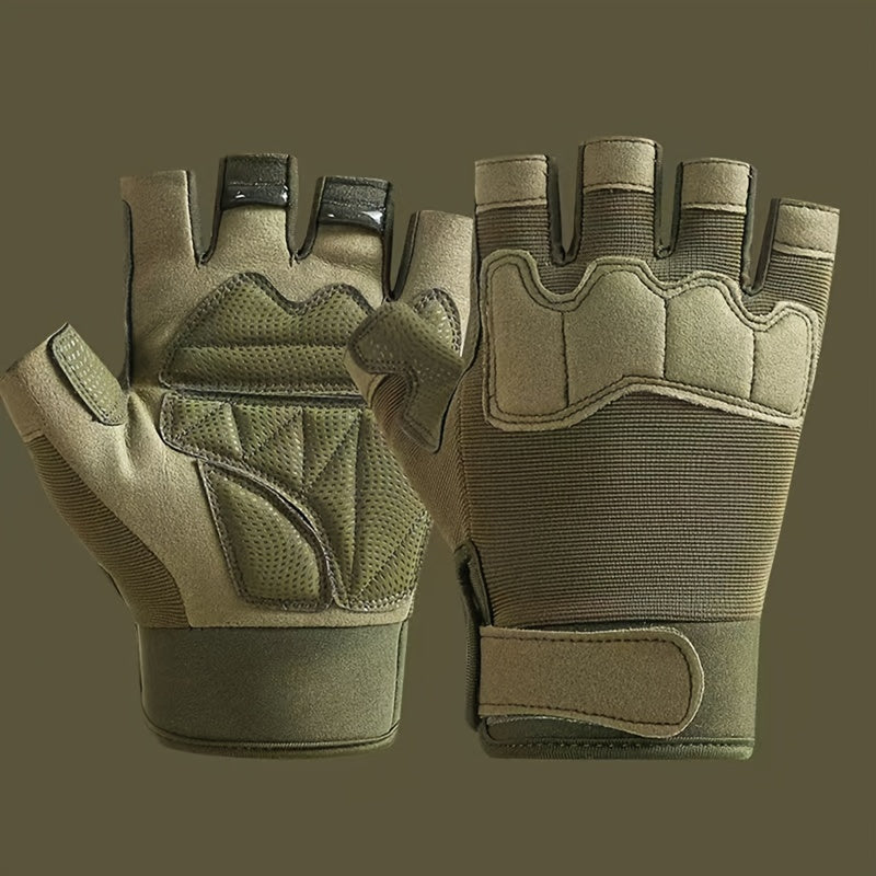 Green Men's Cycling Gloves Half Finger Sports Fitness Non-slip