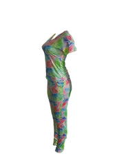 Casual Tie Dye 2pc Set V Neck T-shirt & Slim Pants Outfit