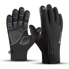 Men's Thickened Plus Velvet Waterproof Outdoor Riding Gloves Touch Screen