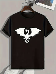 Dragon Pattern Print Men's Comfy Sports T-shirt - Gift For Men