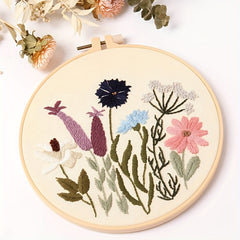 Embroidery Starter Kit For Adults - DIY Flowers Grass Pattern
