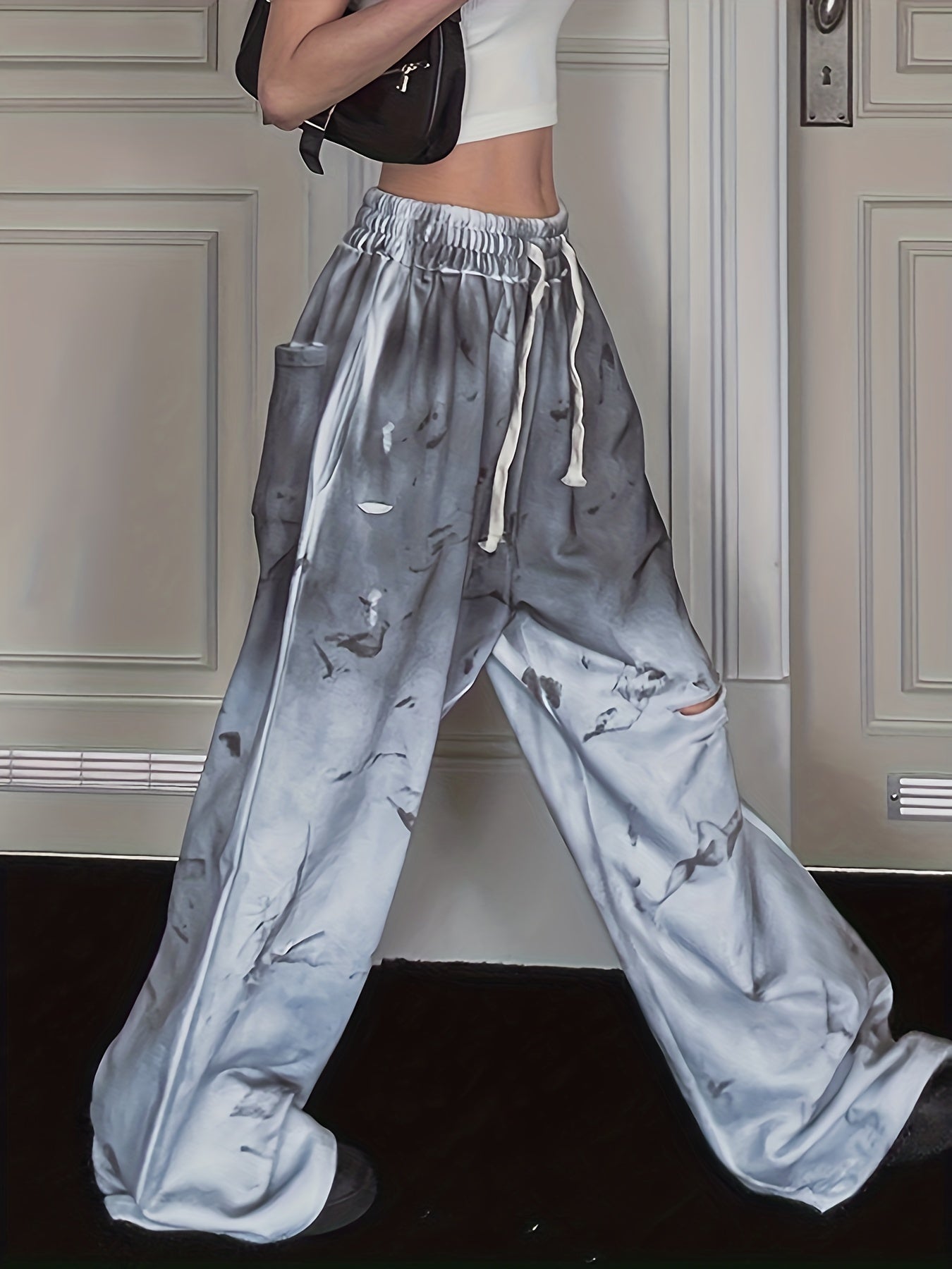 Women's Casual Ripped Loose Sports Pants