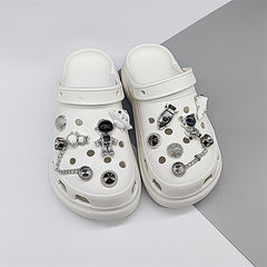 Silver Spaceman Clogs with Detachable Decor for Shoes