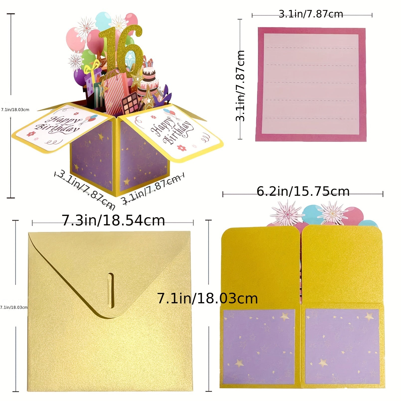 Sweet 16 Pop Up Card For Girls Boys - 16th Birthday Gift