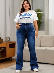 Ripped Button Fly Flared Leg Jeans